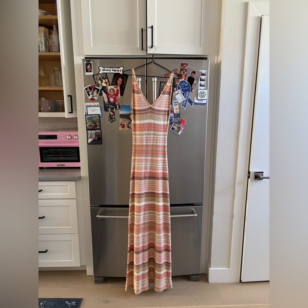 Knit Pastel Striped Maxi Dress
